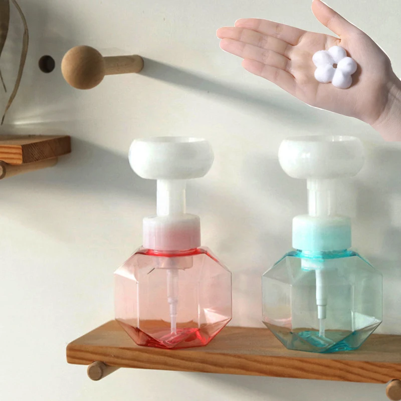 

Flower Shape Pump Head Soap Liquid Bottle 300ML Portable Clear Lotion Foaming Bottling Shampoo Cosmetic Refillable Empty Bottles