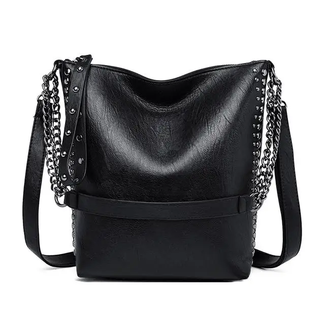 

Rivet Ladies Chain Tote Bag Main Luxury Handbags Women Soft Leather Bags Designer Vintage Crossbody Bags for Women