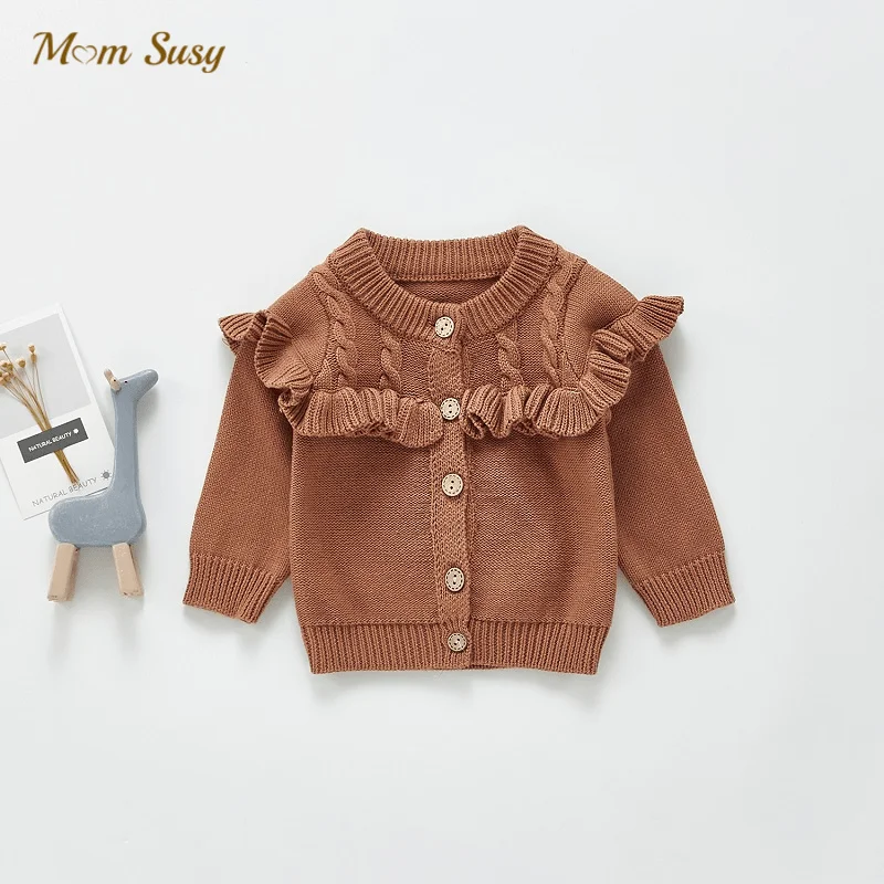 

Newborn Baby Girl Boy Cotton Knit Cardigan Infant Toddler Child Sweater Outfit Clothes Baby Ruffle Cardigan Knitwear Coat Tops