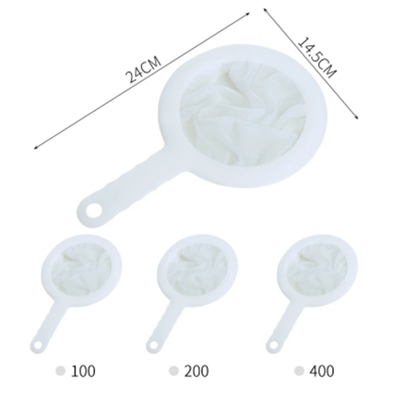 

1pc Reusable Nylon Colander Sieve 100/200/400 Mesh Strainer Colander with Handle for Honey Juice Tea Soymilk Filter Mesh Sieve