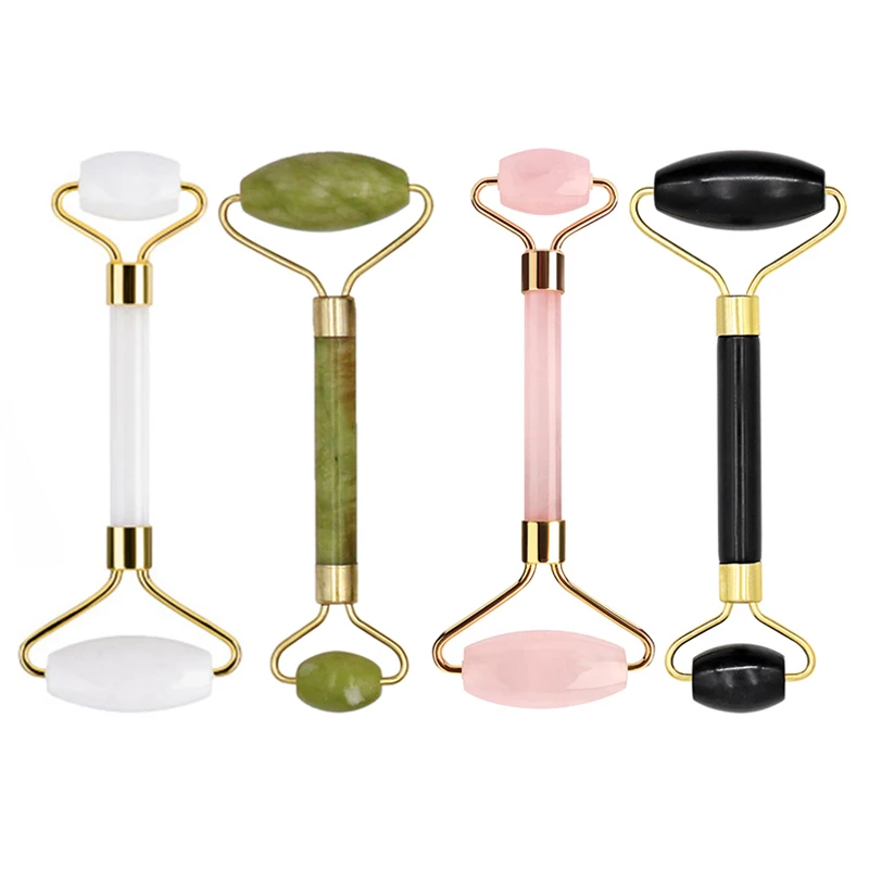 

Роликовый массажер с двумя головками для лица, для похудения, глаз, шеи, тонкий подтягивающий, расслабляющий, красота, натуральный камень, ро...