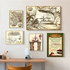 Винтажный постер на холсте, картина с изображением диснеевских земель, джунглей, круизных карт, волшебное царство Диснея, адвентуарленд, настенное искусство, домашний декор