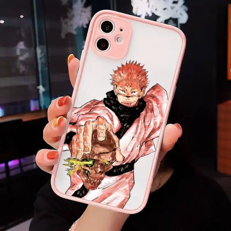 

Jujutsu Kaisen Phone Cases Matte transparent For Pink iPhone 12 Mini 11 Pro XR XS Max 7 8 Plus X Back Cover