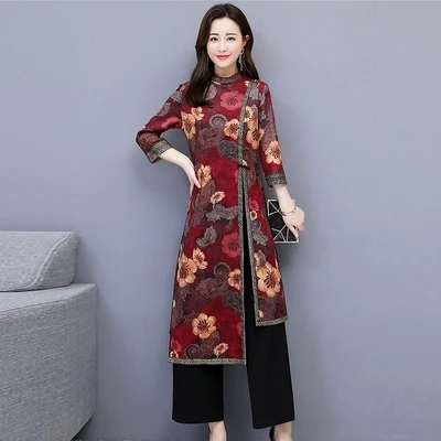 Азиатская одежда aodai вьетнамский Чонсам элегантное женское платье для женщин китайское традиционное платье Ципао китайское платье - Цвет: color2