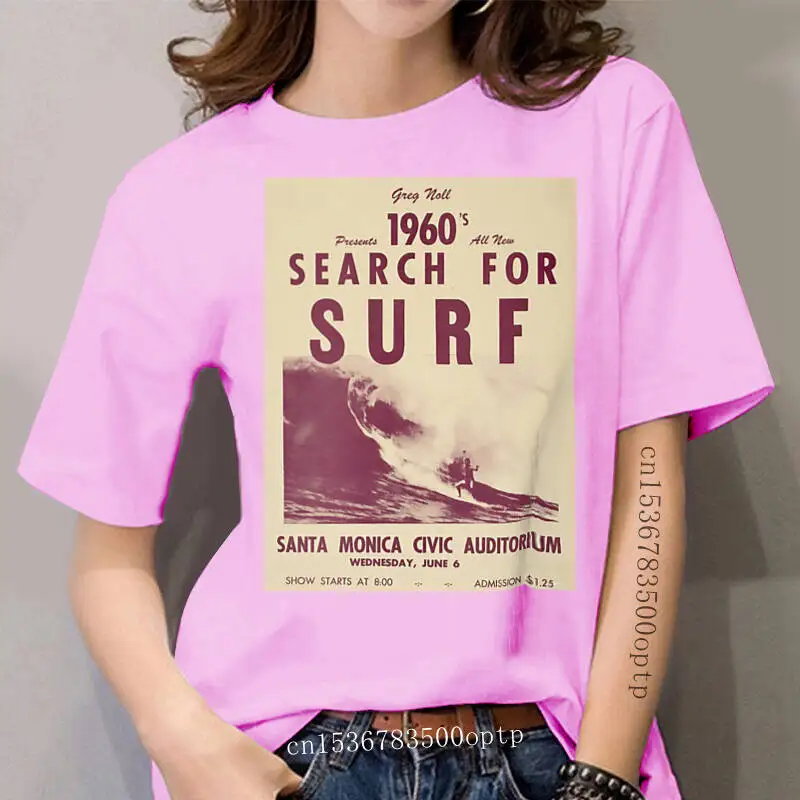 

Vintage 60's Surfing Movie Poster Printed on women's T-Shirt Free Shipping