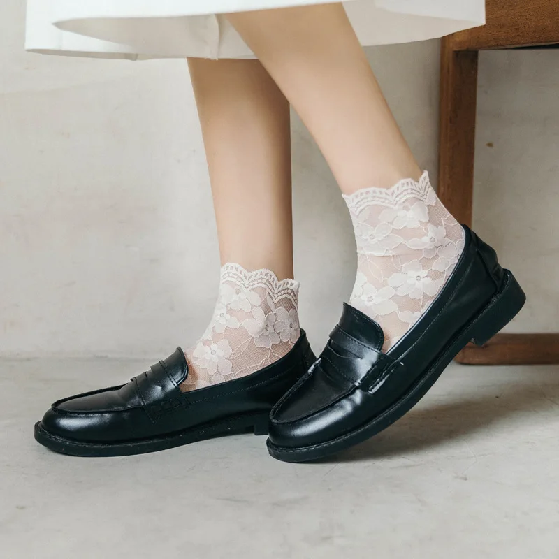 Летние кружевные прозрачные тонкие женские сетчатые милые короткие носки в