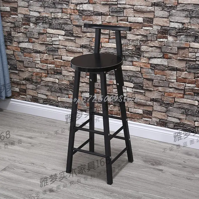 Простой барный стул стальной деревянный современный минималистичный высокий