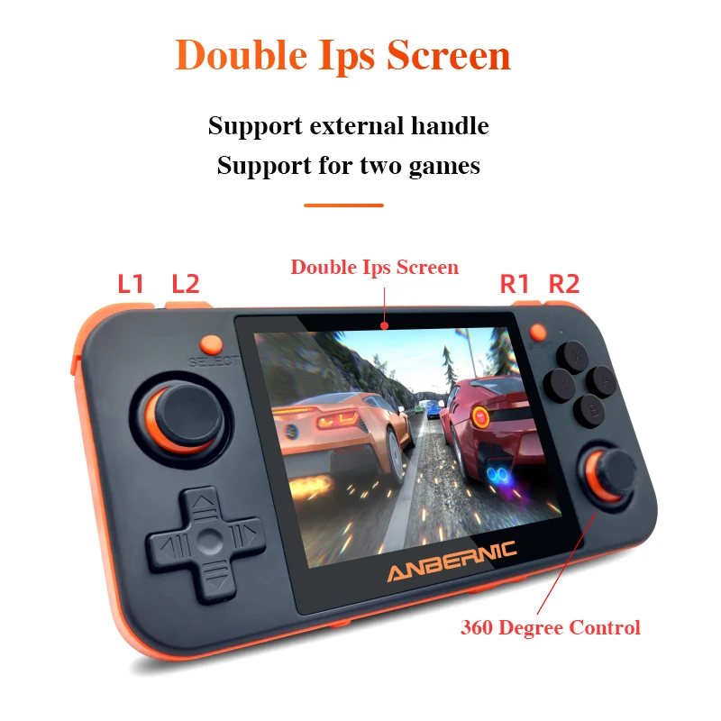 RG350 3.5-дюймовая IPS-экранная ретро-игровая приставка 64 бита 2500+ с картой 16G+128G TF для системы с открытым исходным кодом.