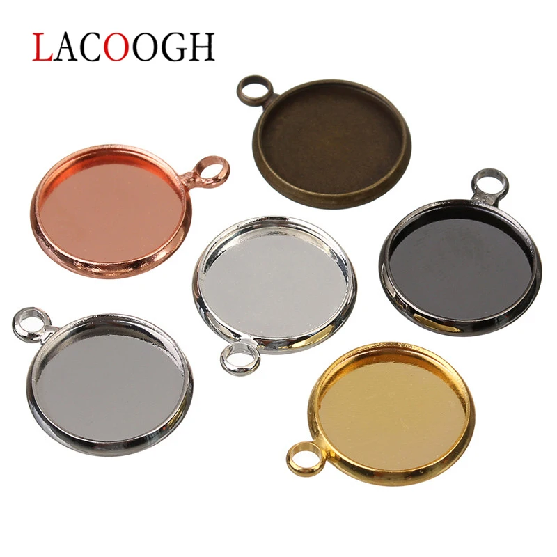 

20pcs/lot 10/12/14/16/18/20/25mm Copper Round Necklace Setting Cabochon Cameo Base Tray Bezel Blanks DIY Jewelry Making Findings