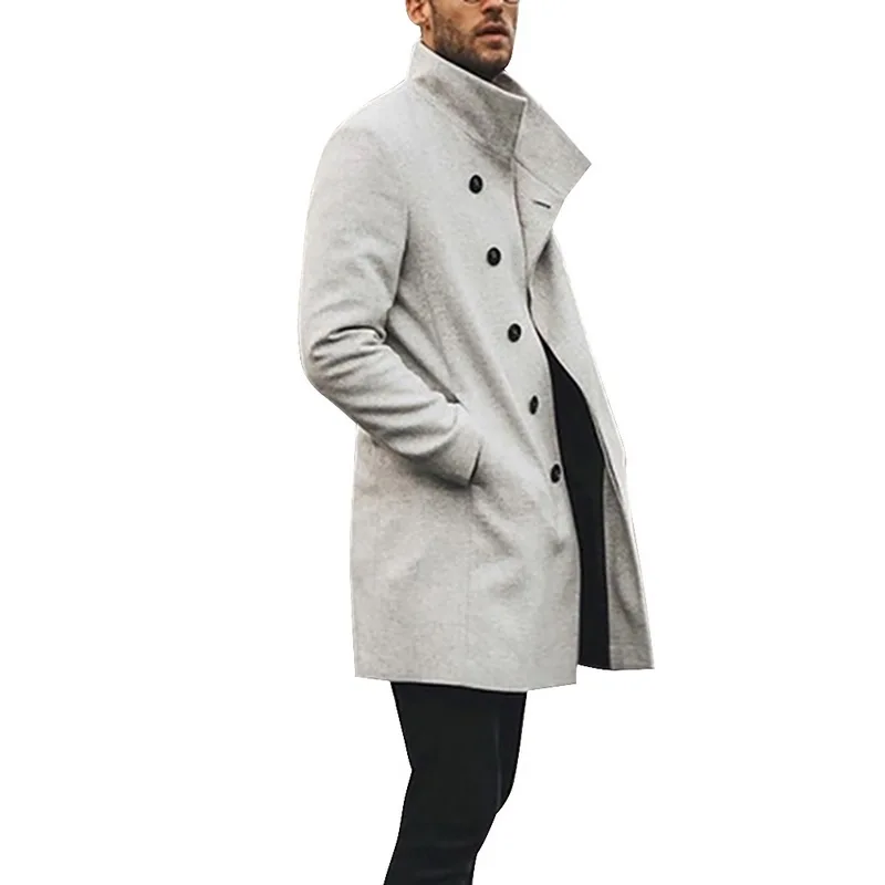 

Puimentiua Mens Trench Coats 2021 Fashion Designer Long Windbreaker Autumn Winter Single Breasted Windproof Overcoat Plus Size