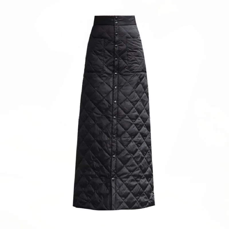black Down cotton plus size vintage high waist clothes autumn winter casual maxi long skirts womens skirt women streetwear