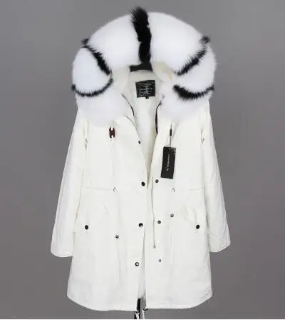 19faux fur liner Натуральная меховая белая хлопковая куртка зимняя женская меховая куртка парка подкладка из натурального кроличьего меха с лисьим меховым воротником с планкой добавляют манжеты - Цвет: 19faux fur liner