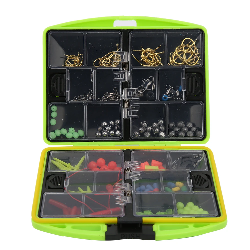 

100% Brand New Fish Lure Beads Bait Jig Hook Swivels Tackles Set With Box For Sea Fishing Light Weight And Compact Design