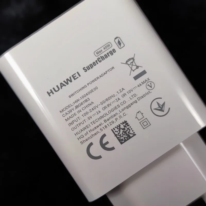 Huawei P40 Pro charger 40W SuperCharge USB 5A Type C cable For Huawei P40 P30 P20 Pro MATE 20 PRO Mate30 honor