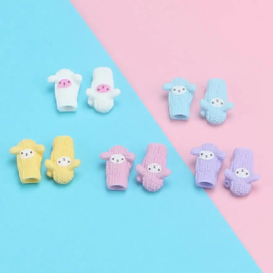 

kawaii Resin Decoration Crafts Imitation knitting Gloves Flatback Cabochon Scrapbook DIY Doll house toy Accessories
