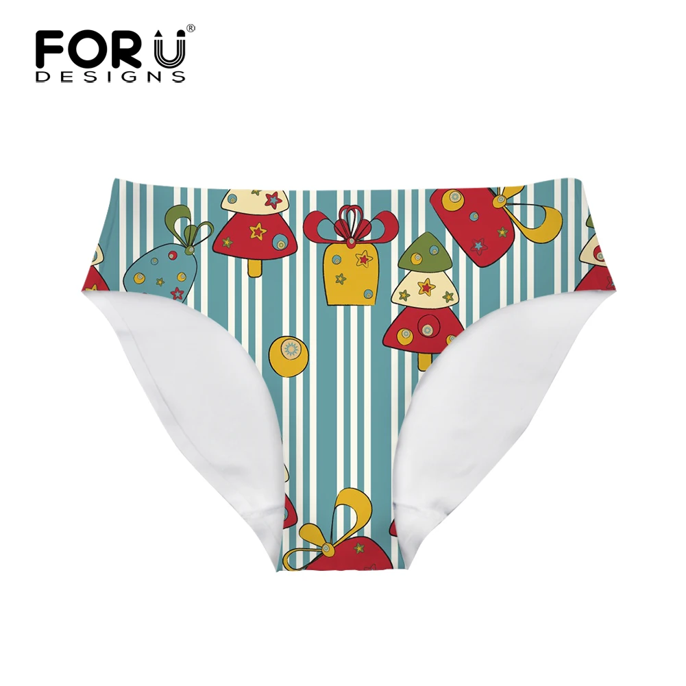 FORUDESIGNS/новогодний фестиваль, женское нижнее белье со снежинками и рождественским принтом, женские трусики, Дамское сексуальное нижнее белье, танга, стринги, стринги - Цвет: RI421AM