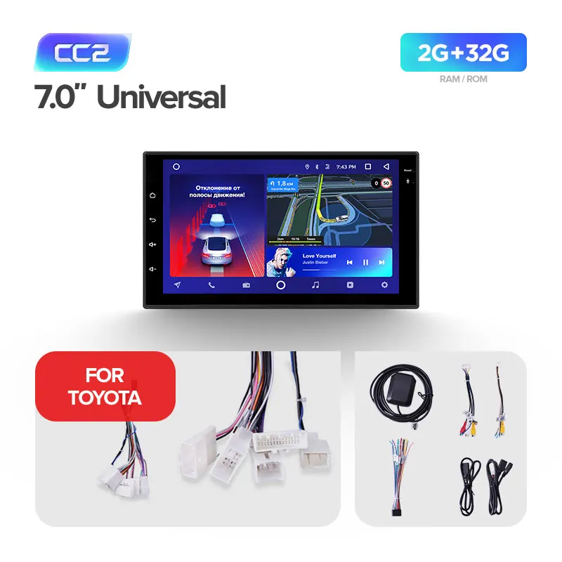 Toyota CC2 32G TEYES CC2 автомобильный мультимедийный плеер android 2 Din DVD для автомобиля Nissan almera qashqai juke Toyota Volkswagen Mazda Kia VW peugeot лада - Цвет: Toyota CC2 32G