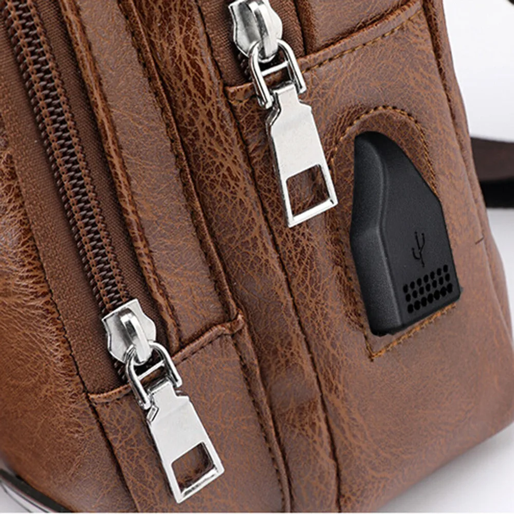 

2021 Men's USB Charging Bag Men's Chest Bag for Custom PU PVC Shoulder Bag Diagonal Package Messenger Travel Bag Cross Body Bags