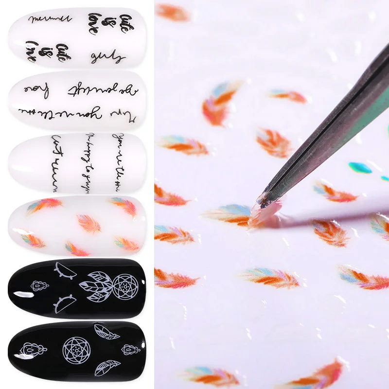 1 лист наклейки для ногтей буквы смешанные узоры красочные переводные на ногти 3D