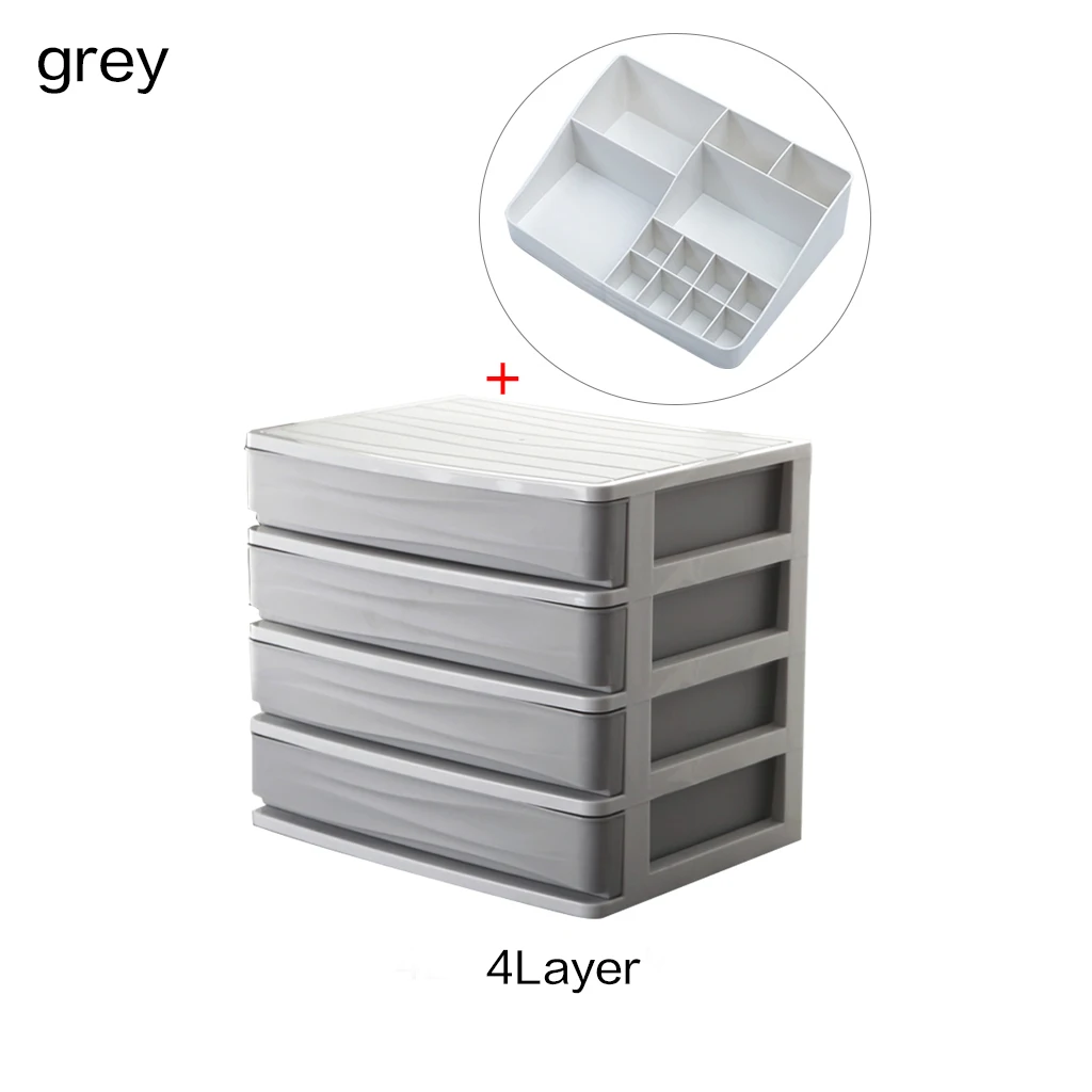 4Layer-grey Пластиковая коробка большой емкости, ящик для хранения косметики, органайзер, коробка для дома, телефона, для мелочей, стойка для ухода, дропшиппинг - Цвет: 4Layer-grey