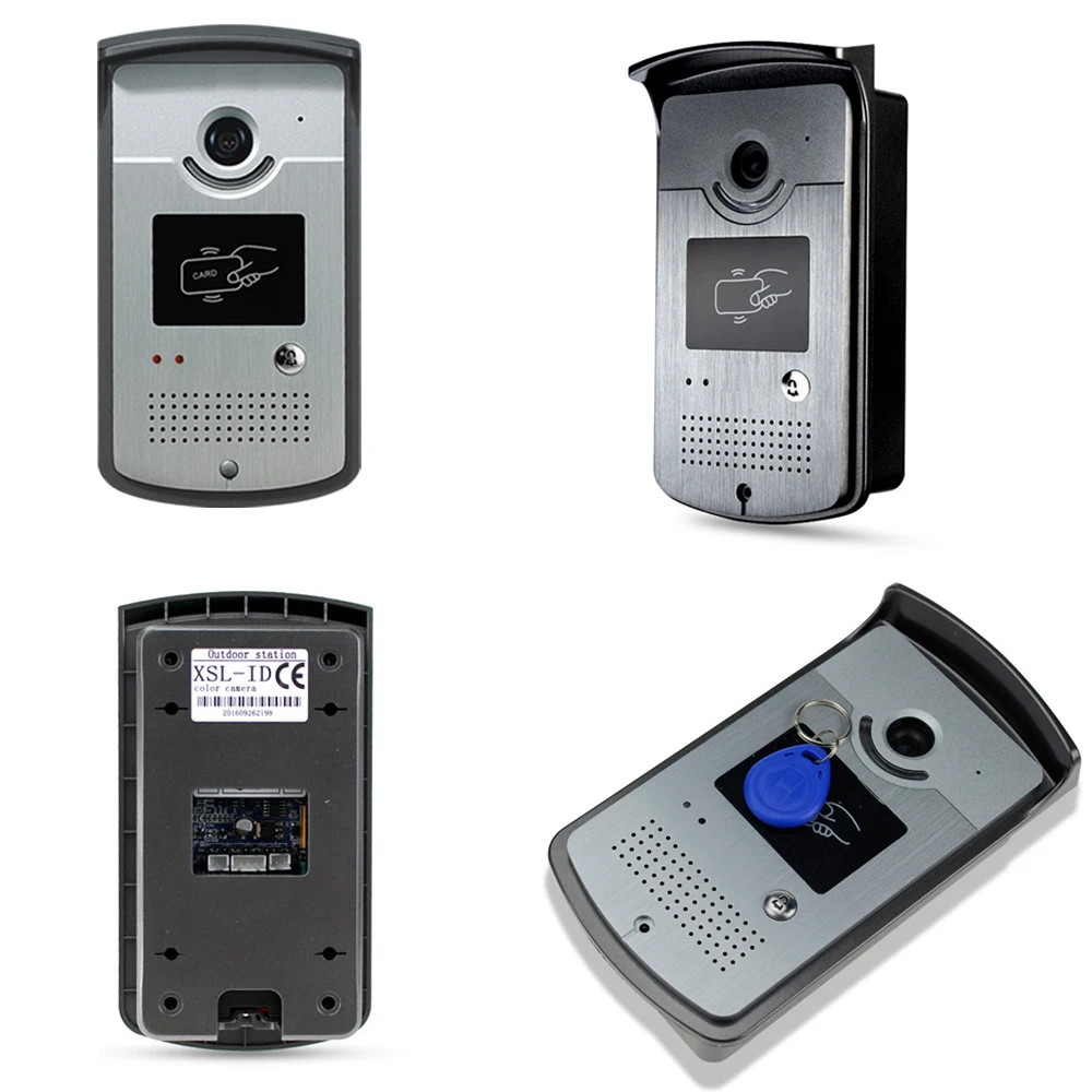 home intercom video door phone rfid camera access control system with 2 monitors 7 tft color screens support em unlocking free global shipping