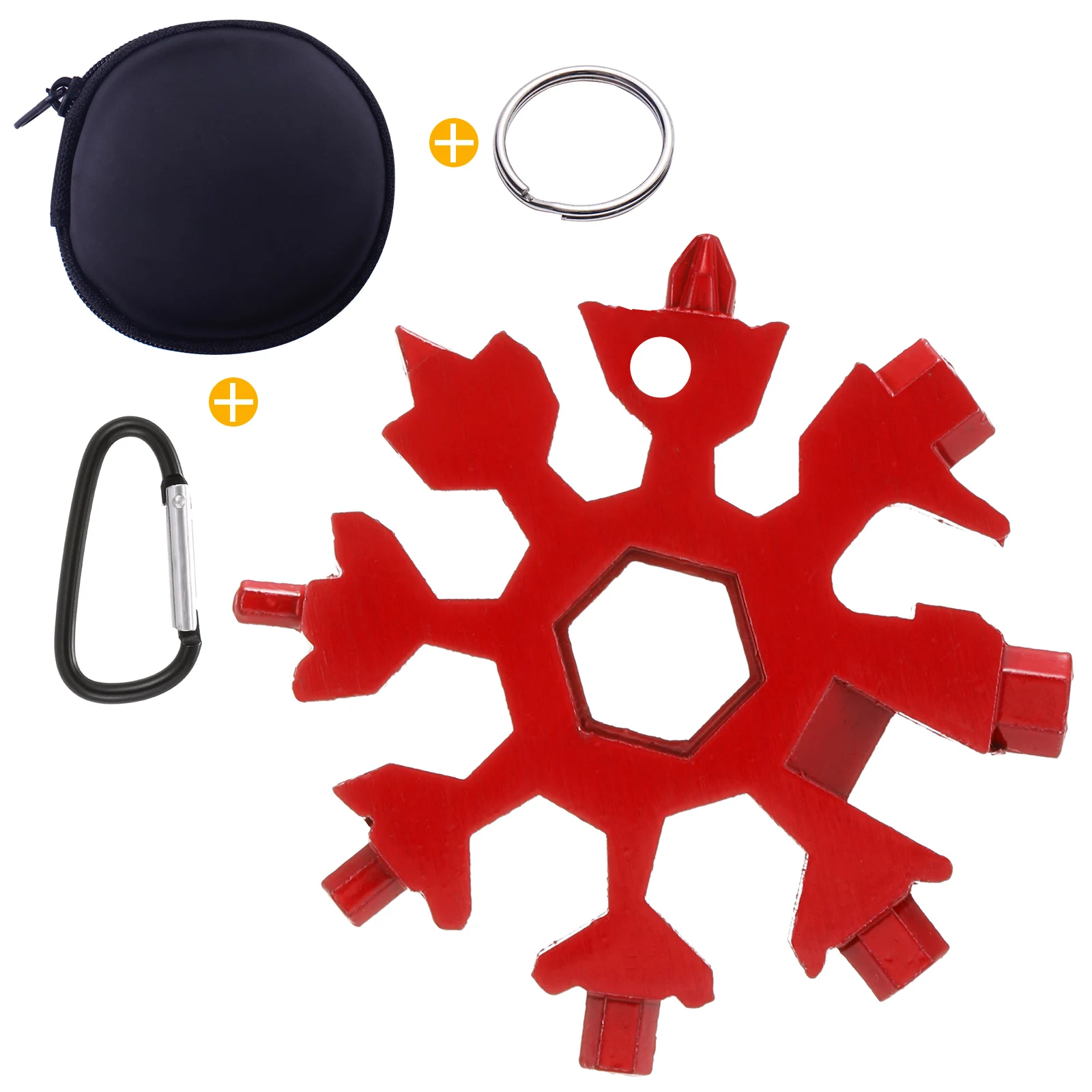 

18-in-1 Red Snowflake Multi Tool Stainless Portable Steel Outdoor Travel Camping Adventure Daily Wrench Black Storage Bag