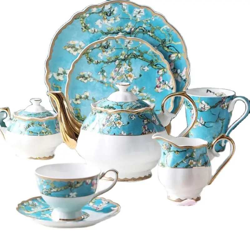 

Фарфоровая кофейная чашка с рисунком Ван Гога, блюдце, 400 л, чайный горшок, емкость для сахара, мл, чайная кружка, молочный горшок, 8 дюймов, S, ч...