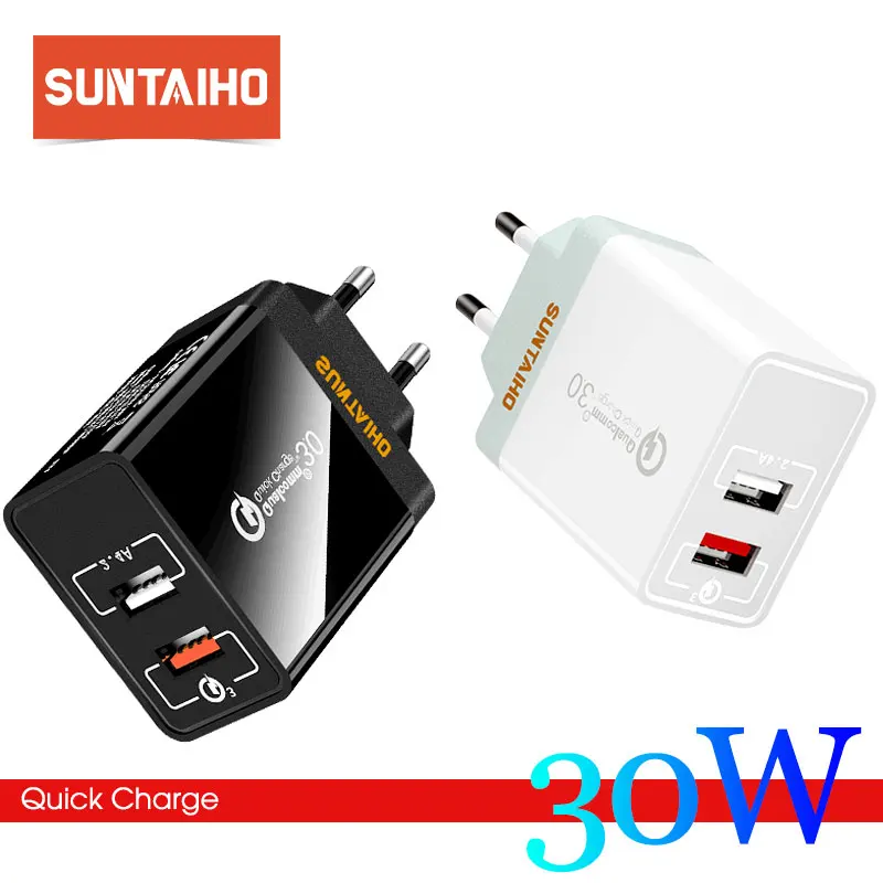 Зарядное устройство Suntaiho USB для iphone 11 Pro huawei P30 Xiaomi Samsung S10 мобильный телефон 2 порта