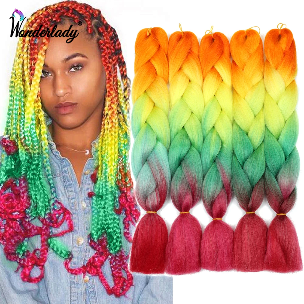 WonderLady 24 дюйма синтетические косички волосы для наращивания огромные на крючках
