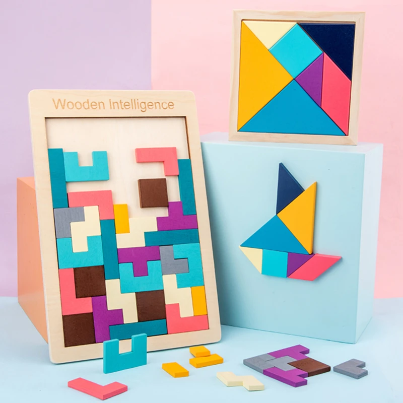Горячая Распродажа Tangram пазл игрушка для мозга деревянные игрушки интеллекта тетрис игра дошкольников
