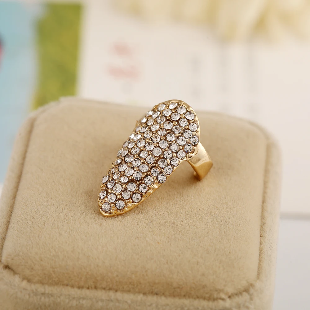 Женские кольца для ногтей модные роскошные стразы черного и белого цвета с