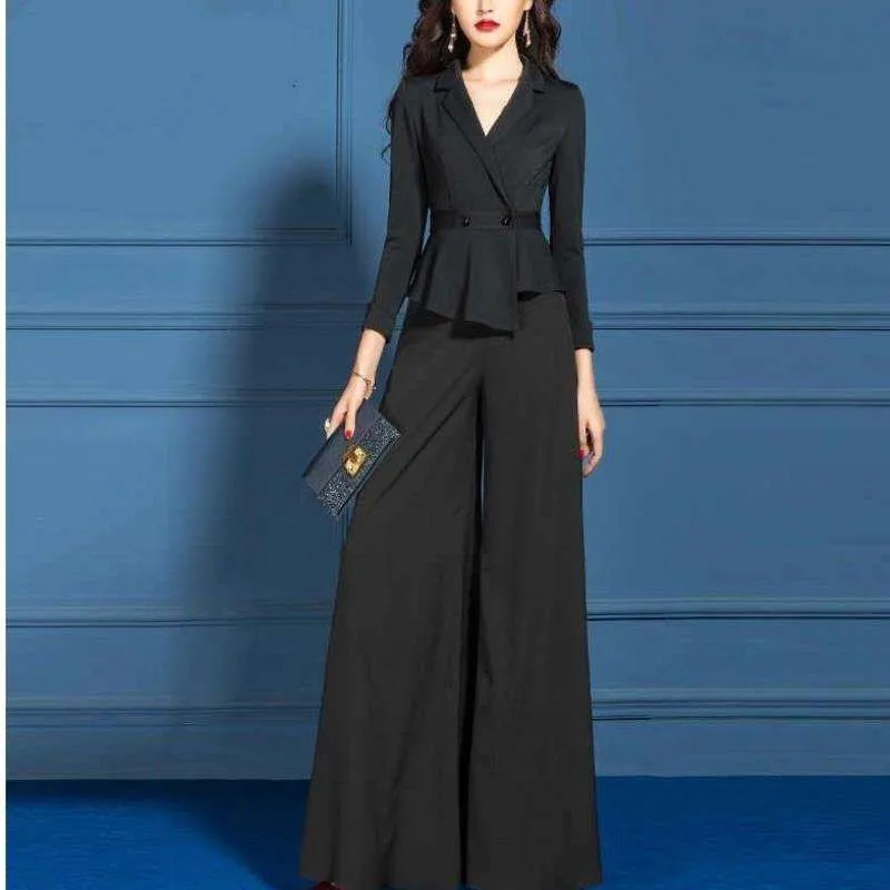 

Spring Luxury 2 Piece Set Women Wide Leg Pants OL 2 Piece Set Top And Pants Womens Matching Set Goddess Woman Suit Woman Clothes