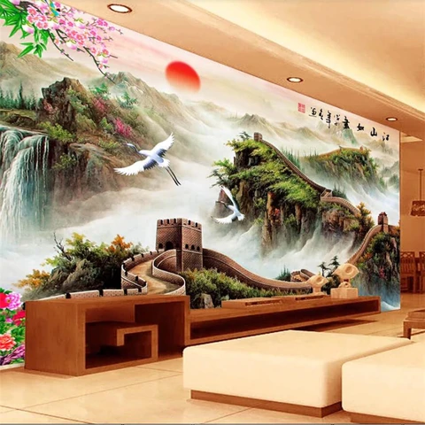 Большие фрески wellyu по индивидуальному заказу, стильная атмосфера для улучшения дома, обои в китайском стиле для спальни с телевизором на стену