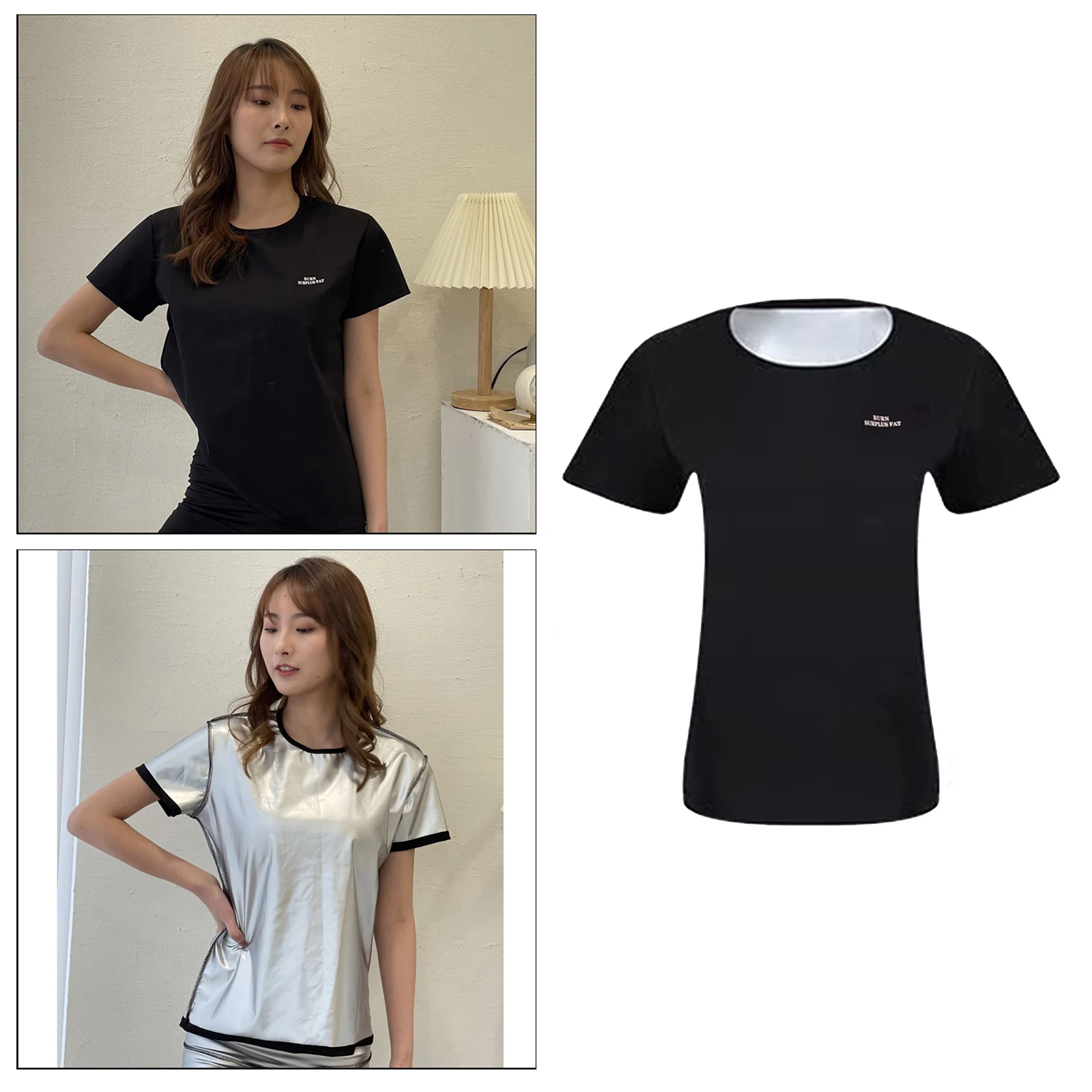 Эластичный костюм для сауны Женский футболка тренажер талии Неопреновая рубашка