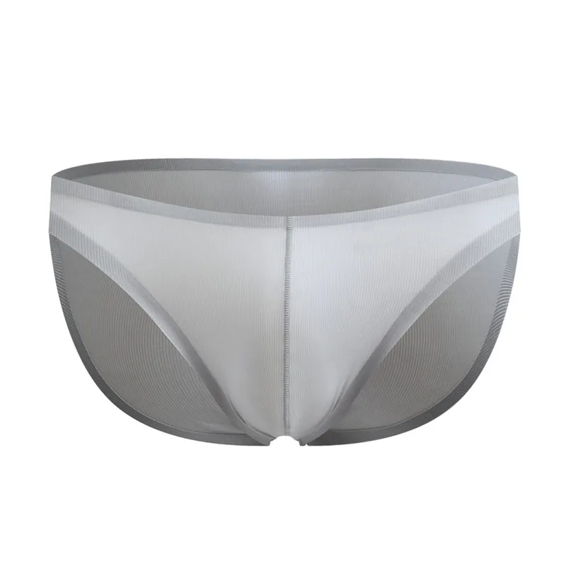 5PCS Men's Seamless Briefs Japanese Thin Ice Silk Translucent U-convex Breathable Low Waist Large Size Underwear Bikini Briefs