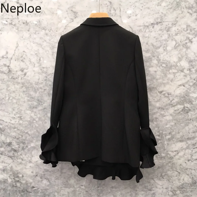 Женский двубортный блейзер с оборками на талии Neploe однотонный тонкой талией