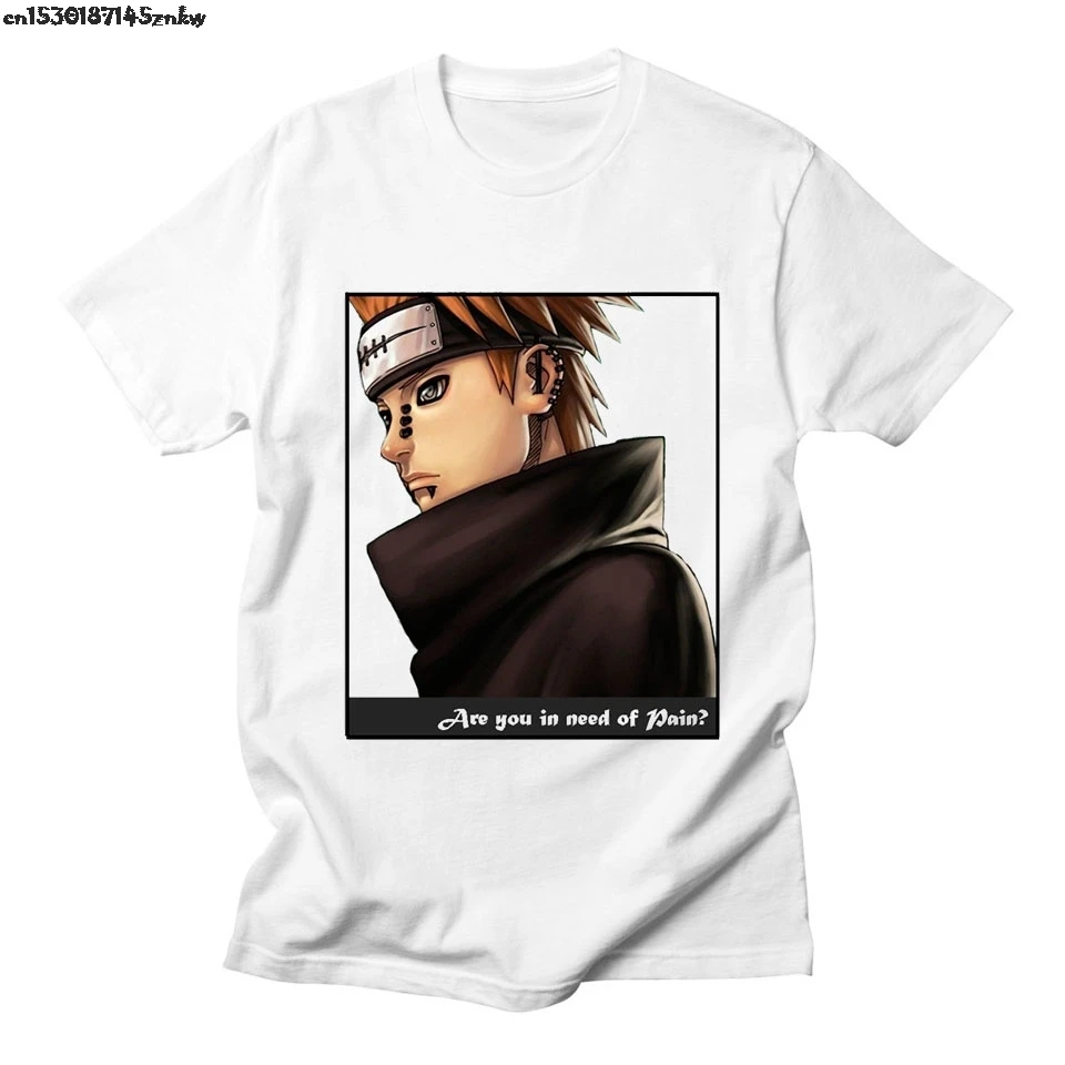 Наруто Akatsuki Pein белая футболка для мужчин хлопок Homme аниме бренд Повседневная