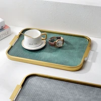 light luxury desktop leather wrought iron tray tea tray pendulum rectangular coffee table tea cup sundries tray organizer decora