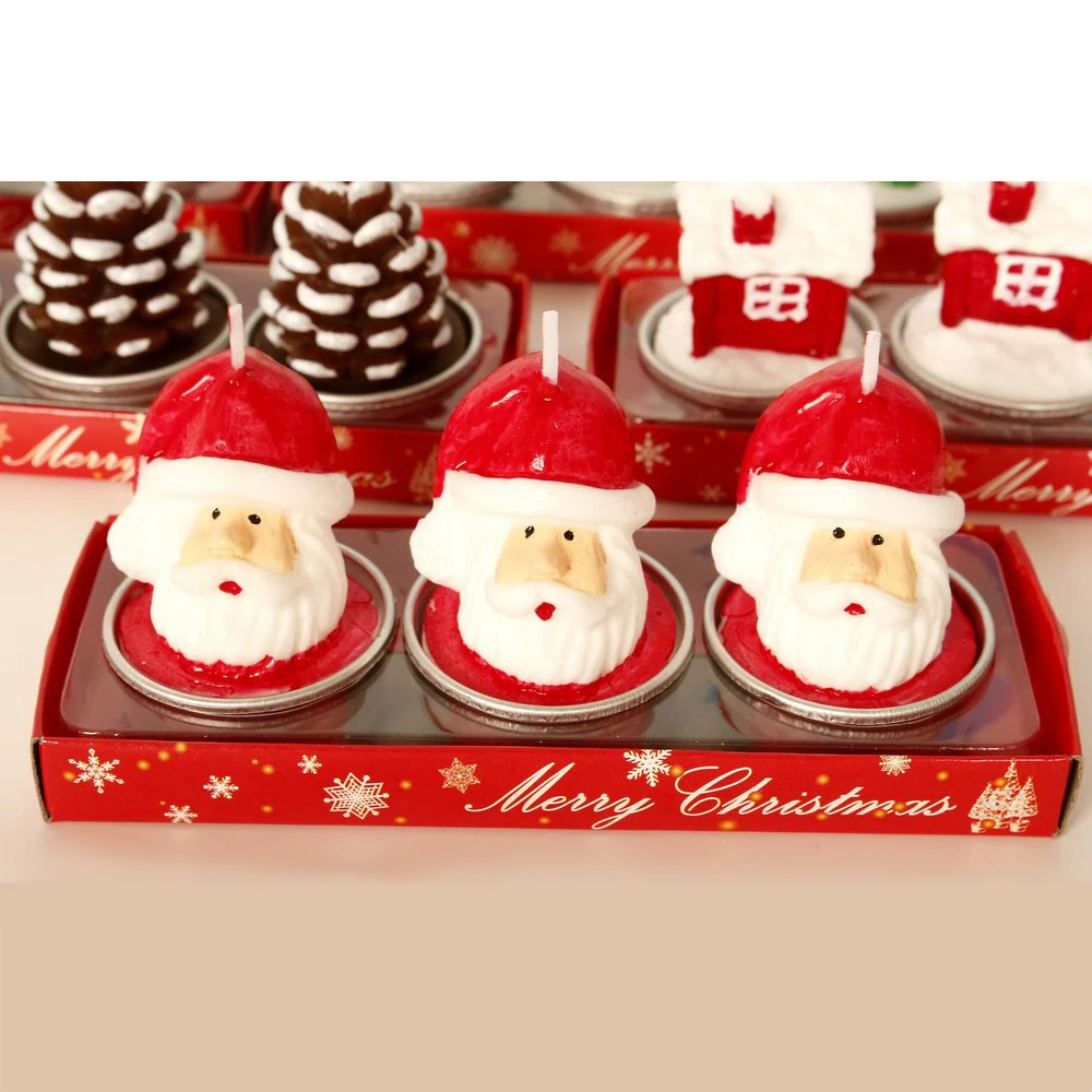 

3pcs/set Christmas candles Santa Claus House Snowman Christmas Tree Paraffin Candle New Year Decor home Ornaments 2022