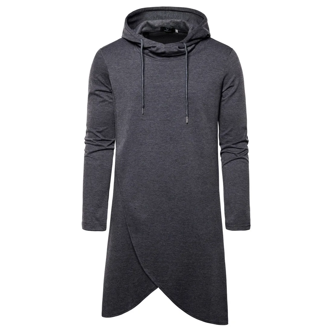 

Autumn New European Size Hoodies Men's Irregular Hooded Long Coat Tracksuit Men