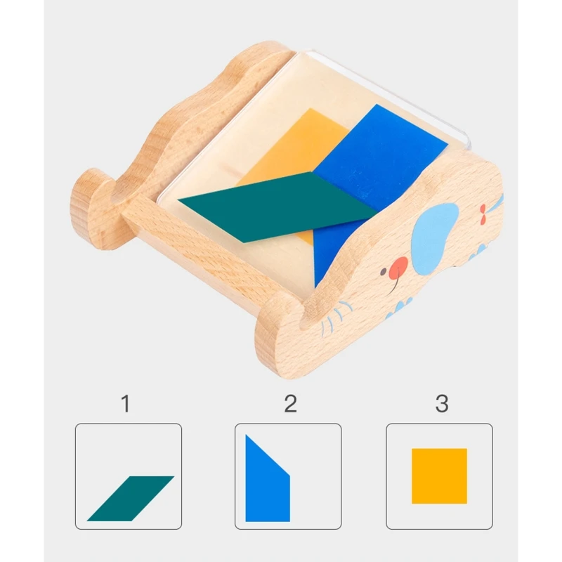 

Baby Wooden Jigsaw Puzzle Colorful Picture Layered Shadow Tangram Toy Montessori A2UB