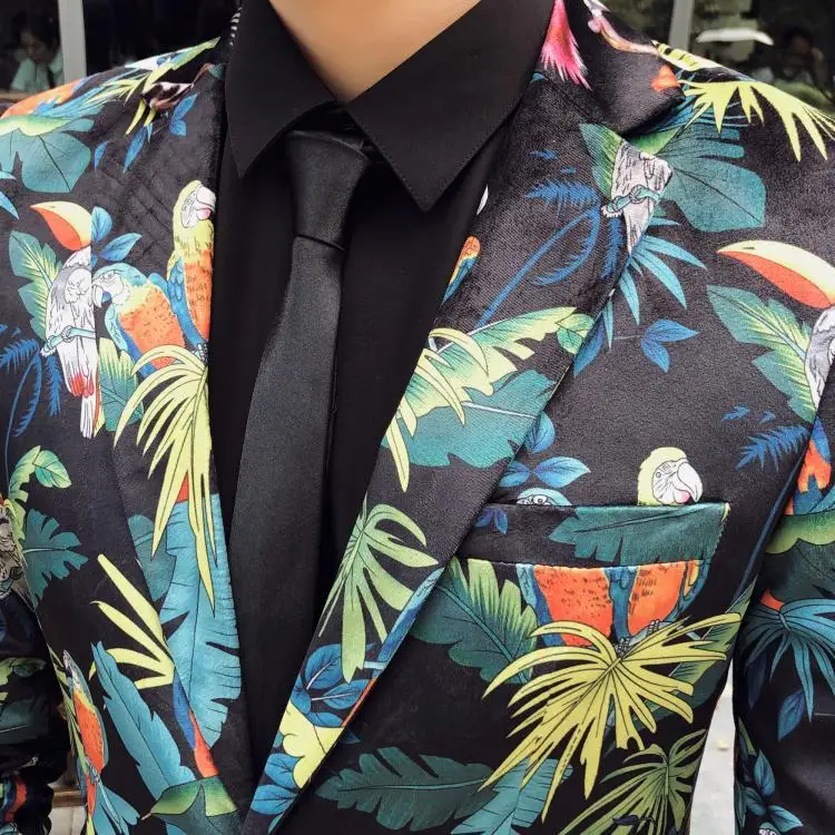 

Brand Floral 2019 Print Casual Slim Fit Blazer Men Suit Jacket Men Party Prom Stage Wear Wedding Dress Blazers Plus Size 5xl