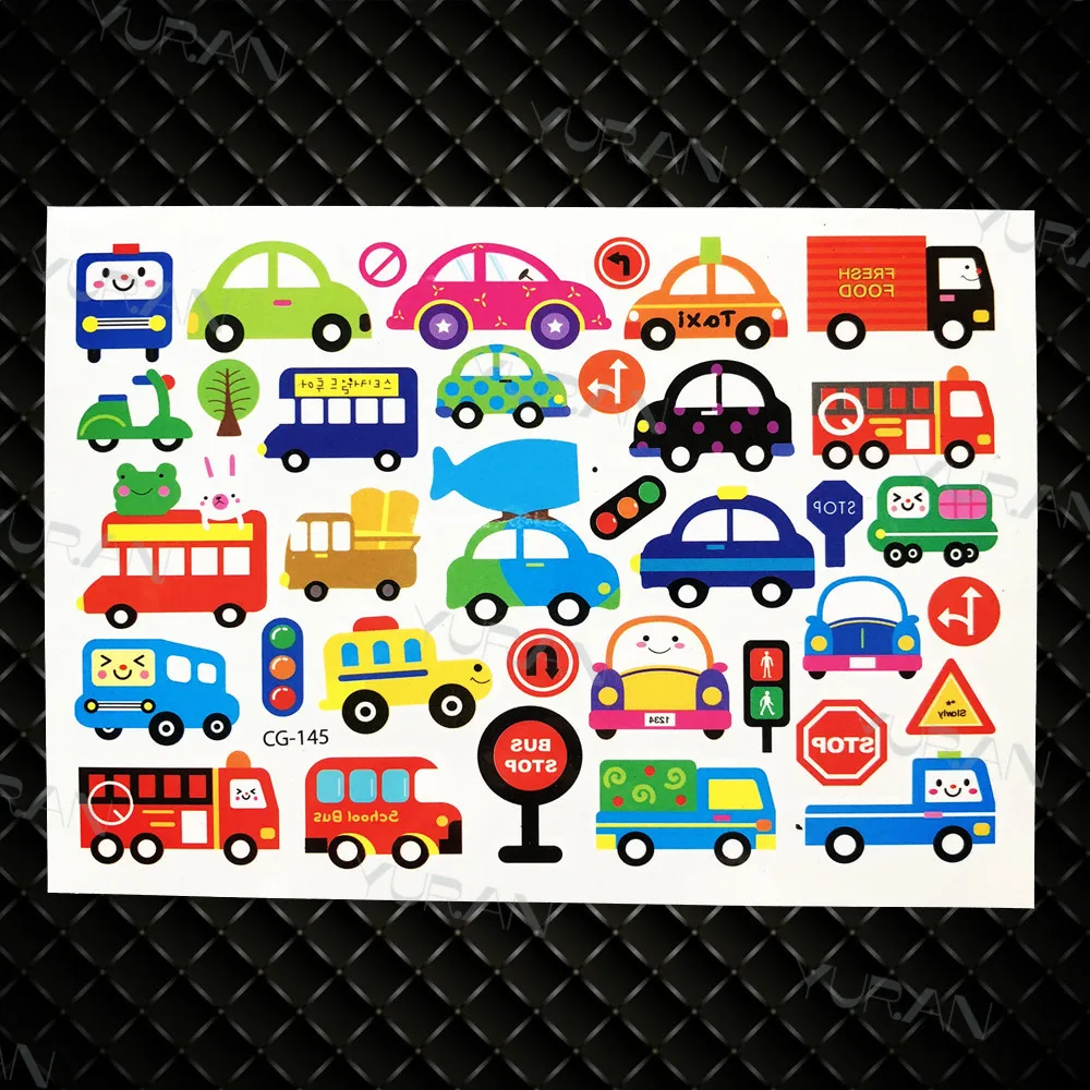 Водостойкие Мультяшные динозавры Временные татуировки наклейки для детей