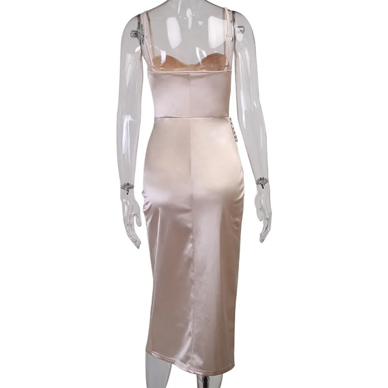 

ZQLZ 2021 Sexy Backless Spaghetti Strap Summer Dress Women Elegant Slim Bodycon Dresses Night Club Party Split Ruched Vestidos