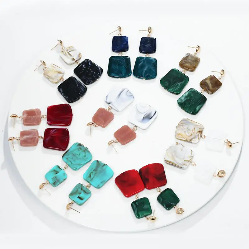 Женские Геометрические акриловые серьги большие длинные висячие из