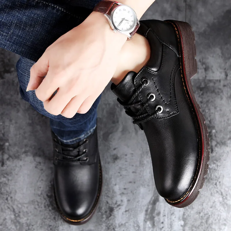 Низкая Dr Martens Мужская первый слой натуральная кожаная мужская обувь высокого качества Martins лифт обувь Рабочая безопасность плюс Размер 47