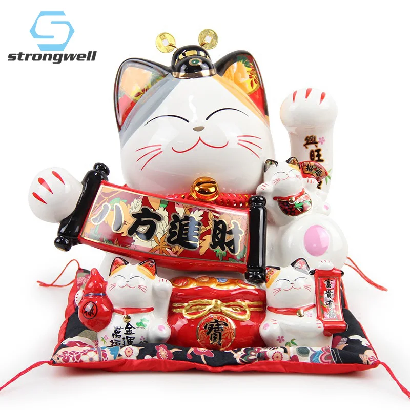 Strongwell Большая японская фигурка кошки на удачу керамическая копилка аксессуары
