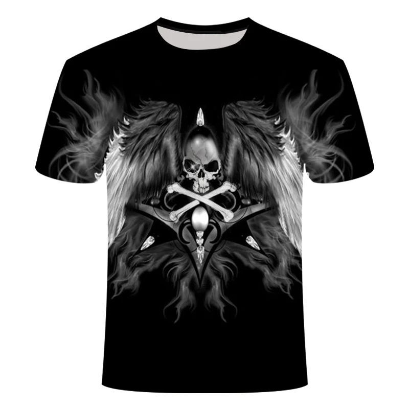 Angel Big yards, новая модная брендовая футболка с черепами, Мужская/женская летняя футболка с 3d изображением волка, футболка с принтом кота, топы, футболки, Азиатский Размер, s-6XL - Цвет: TX312