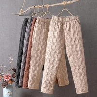 women trousers elastic waist lady quilted thick warm trousers trousers for party