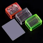 Маникюрный штамп с пластиной-скребком прозрачный красный зеленый цвет инструменты для ногтей DIY 3D Маникюр флуоресцентный лазер кремнезем штамп MZ227